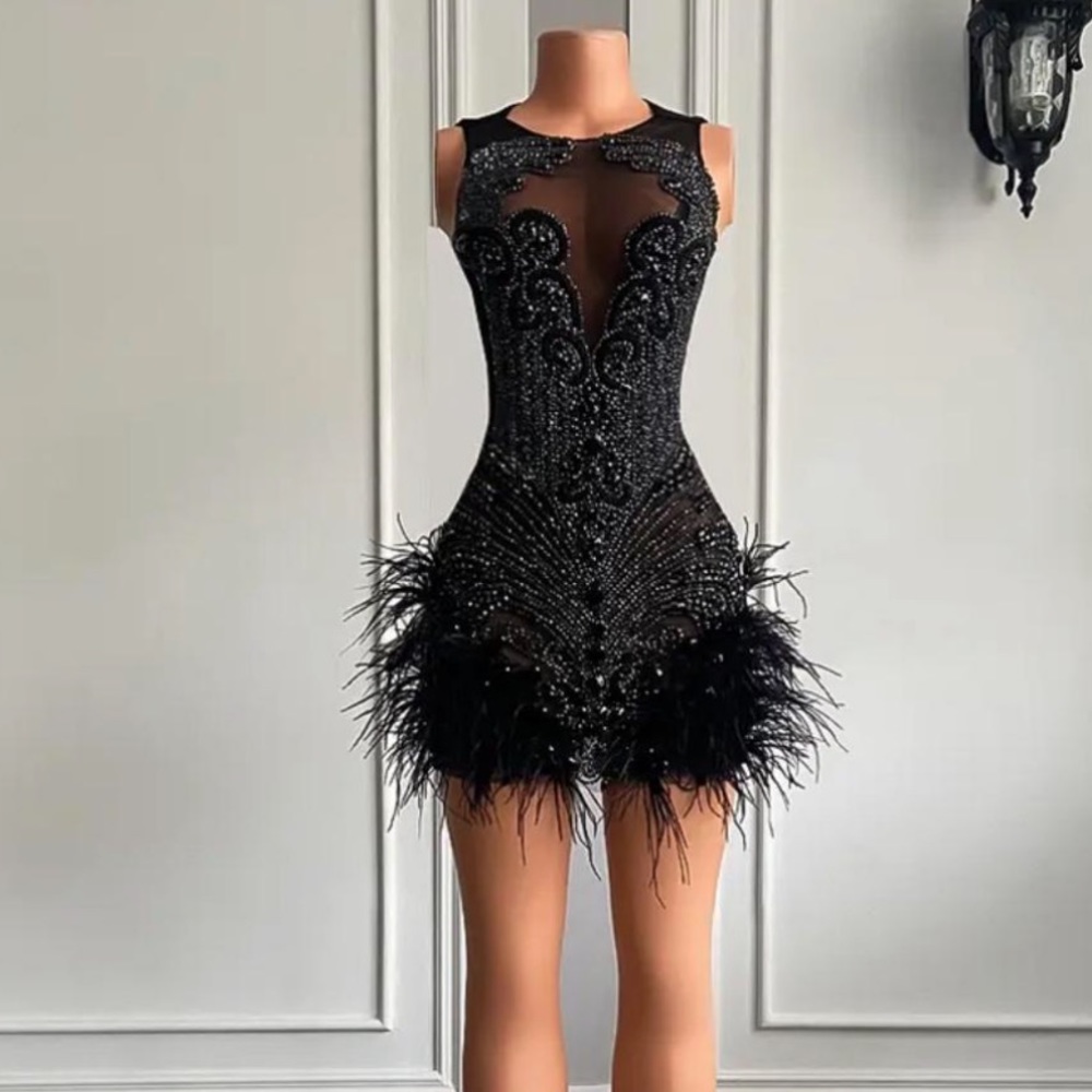Custom made dress! Black only worn once.